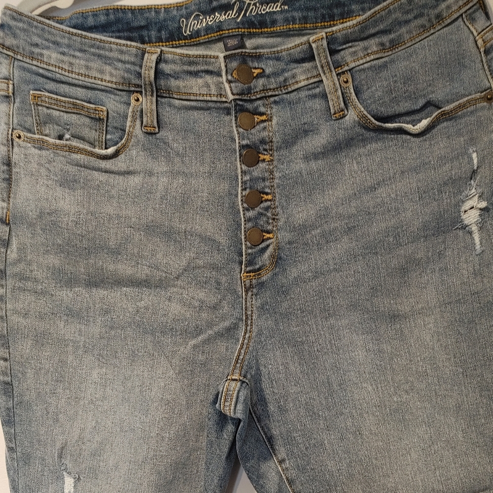 Hi-Rise Skinny Crop Jeans, distressed